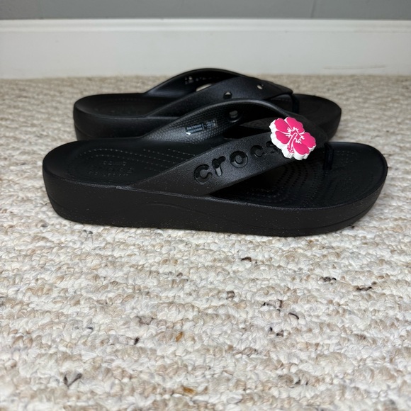 CROCS Baya Platform Flip in Black Women’s Size 8 Lightweight Slip-On Flip Flops - Picture 6 of 10